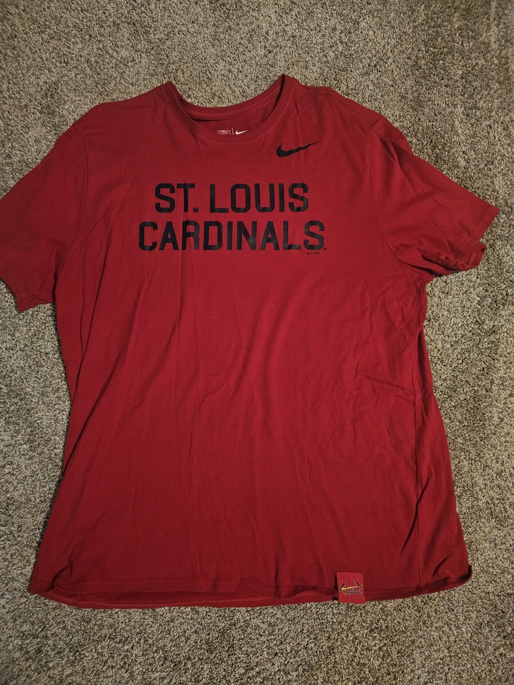 Nike St Louis Cardinals Athletic Tee with Navy Swoosh